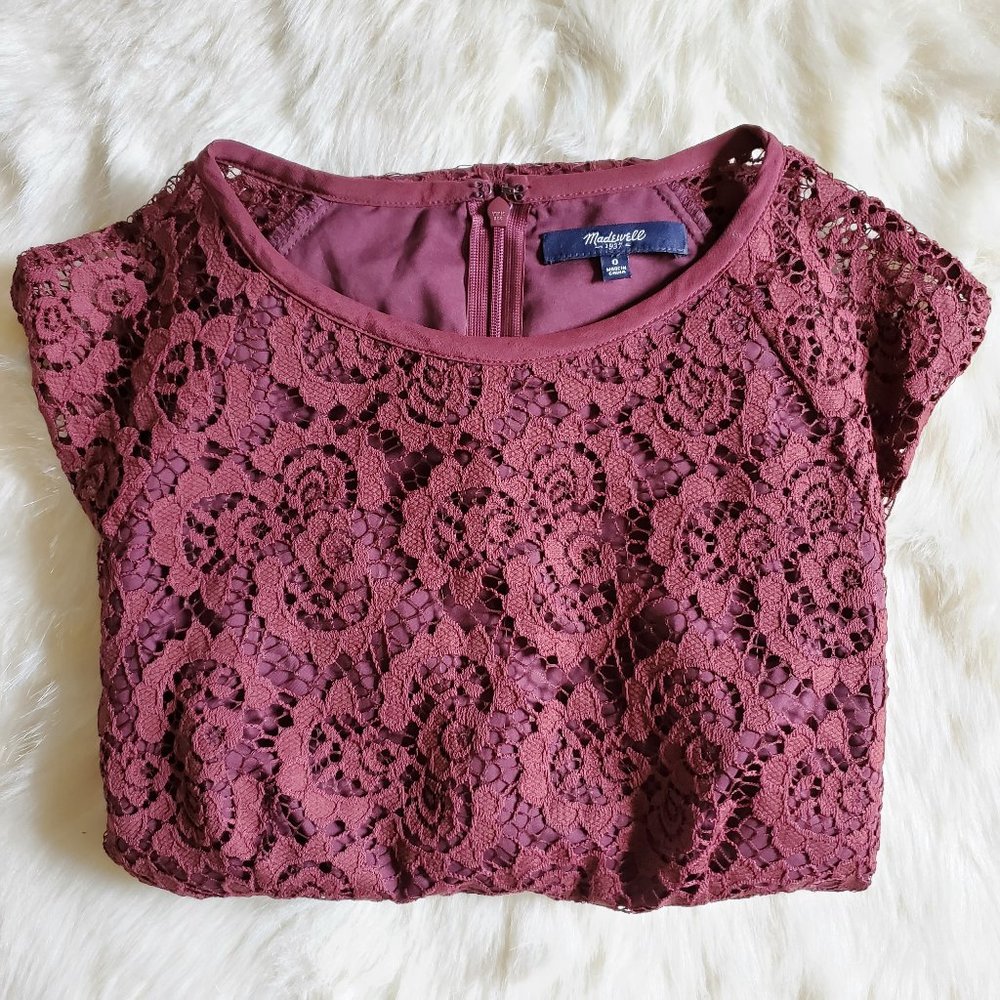Madewell Burgundy Lace Magnolia Dress Size 0 NWOT - Picture 10 of 16